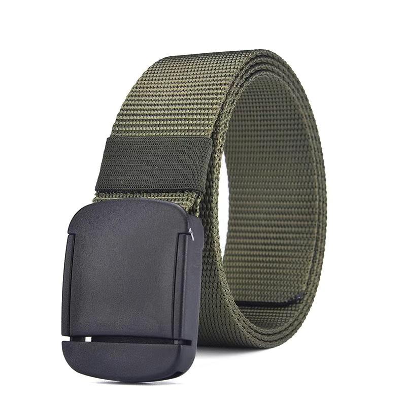 Men's Tactical Nylon Belt with Leather Trim and Automatic Non-Metal Buckle
