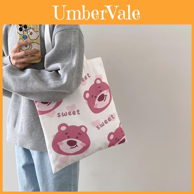 Street Style Canvas Tote Bag With Lotso And Letter Print For Women