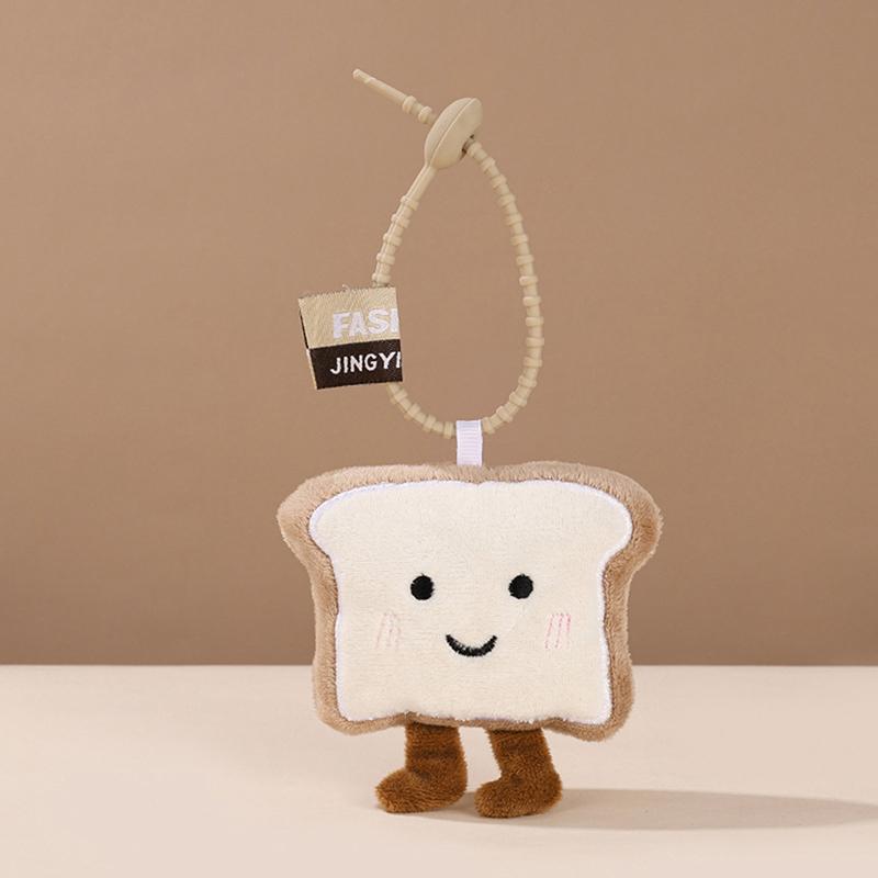 1 Stück Keks Plüschpuppen Anhänger Niedlicher Cartoon Brot Toast Personalisierter Schlüsselanhänger Schüler Taschen Dekoration Kleines Geschenk