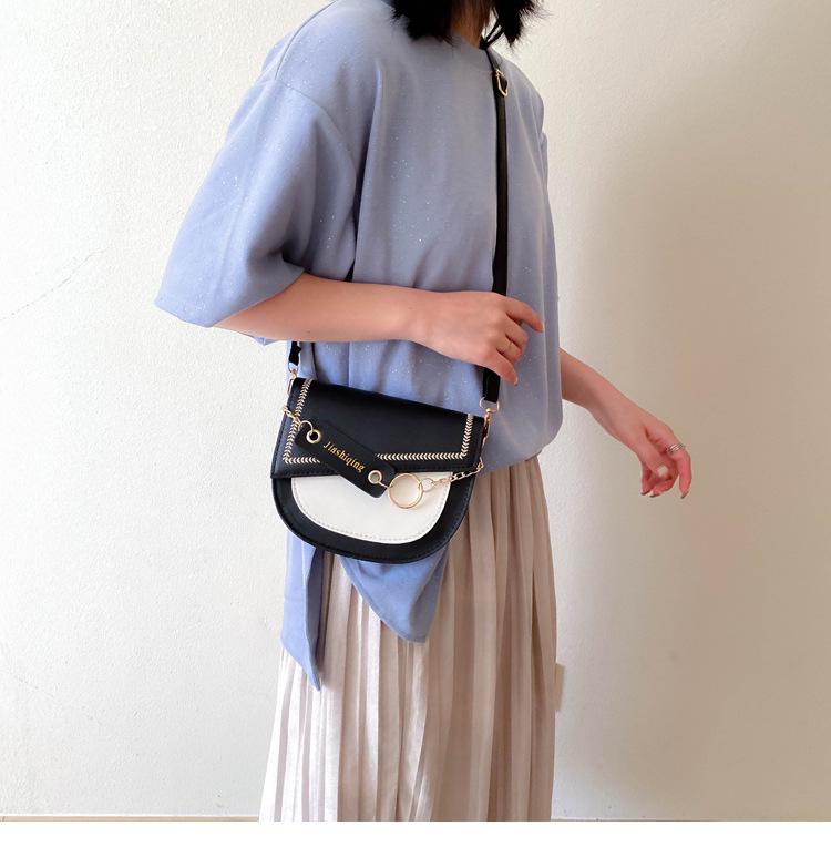 SCIONE Net Celebrity Ins Hit Color Texture Bag Women 2020 All-match Single Shoulder Crossbody Saddle Bag