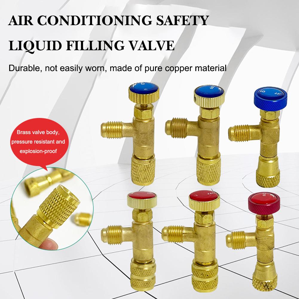 R410A R22 Liquid Safety Valve Air Conditioning Refrigerant 1/4 Adapter Tools Fluoride "Safety Repair Air And Conditioning M3R0