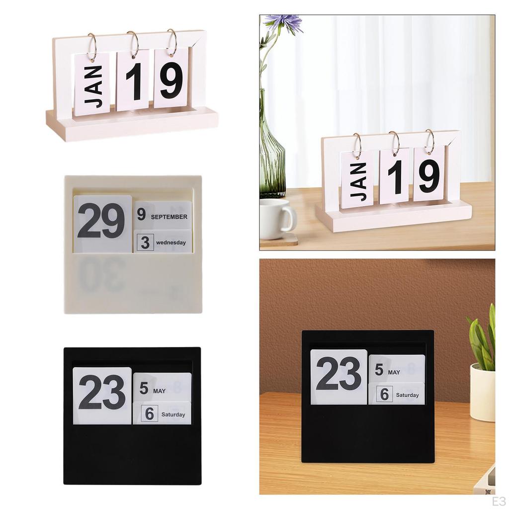 Calendar Decoration Birthday Gift Crafts Ornament Wood Sculpture for Office Cabinet Hallway Table