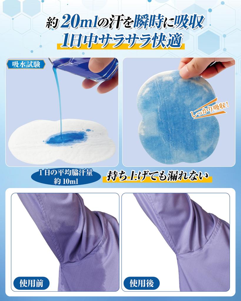 GOKEI Underarm Sweat Pads for Large Gentle on Easy Sweat for Dress Stain Sweat Absorption 80 Pads Men, Size, Antibacterial, Deodorizing,