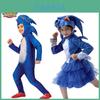 Fantasia de Sonic para Cosplay, Macacão Infantil para Halloween e Brincadeiras de Faz de Conta