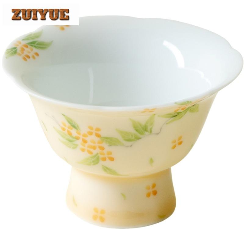 30ml Hand-painted Osmanthus High-footed Teacup Retro Tea Bowl Mug Tea-tasting Meditation Cup Jianzhan Master Cups Teaset Craft
