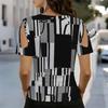 Women V Neck Cold Shoulder Blouse White Country Rock Letter Leopard Stripe Print Short Sleeve Top