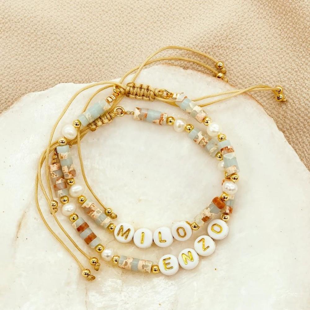 

Vlen Customize Name Bracelet for Women Natural Stone Jewelry Initial Letter Bracelet Personalized Pulseras Jewellery Customize Letter