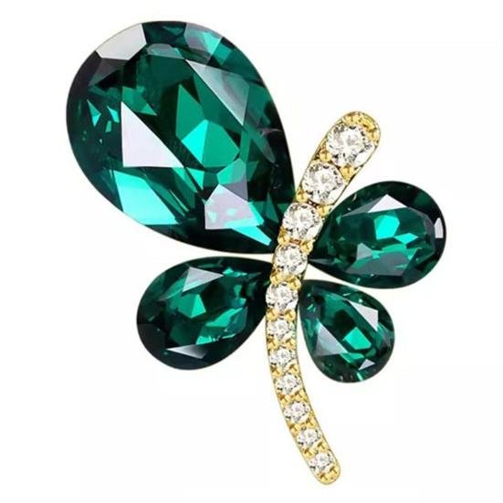 Brož Emerald Butterfly Elegantní krásný kamínkový lesk Atraktivní poutavý ženský živůtek