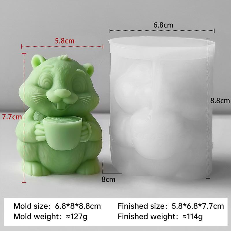 

New Arrival Groundhog Aroma Candle Silicone Mold Handmade Plaster Resin Ornament Mould Cute Animal Home Decoration Crafts Molds