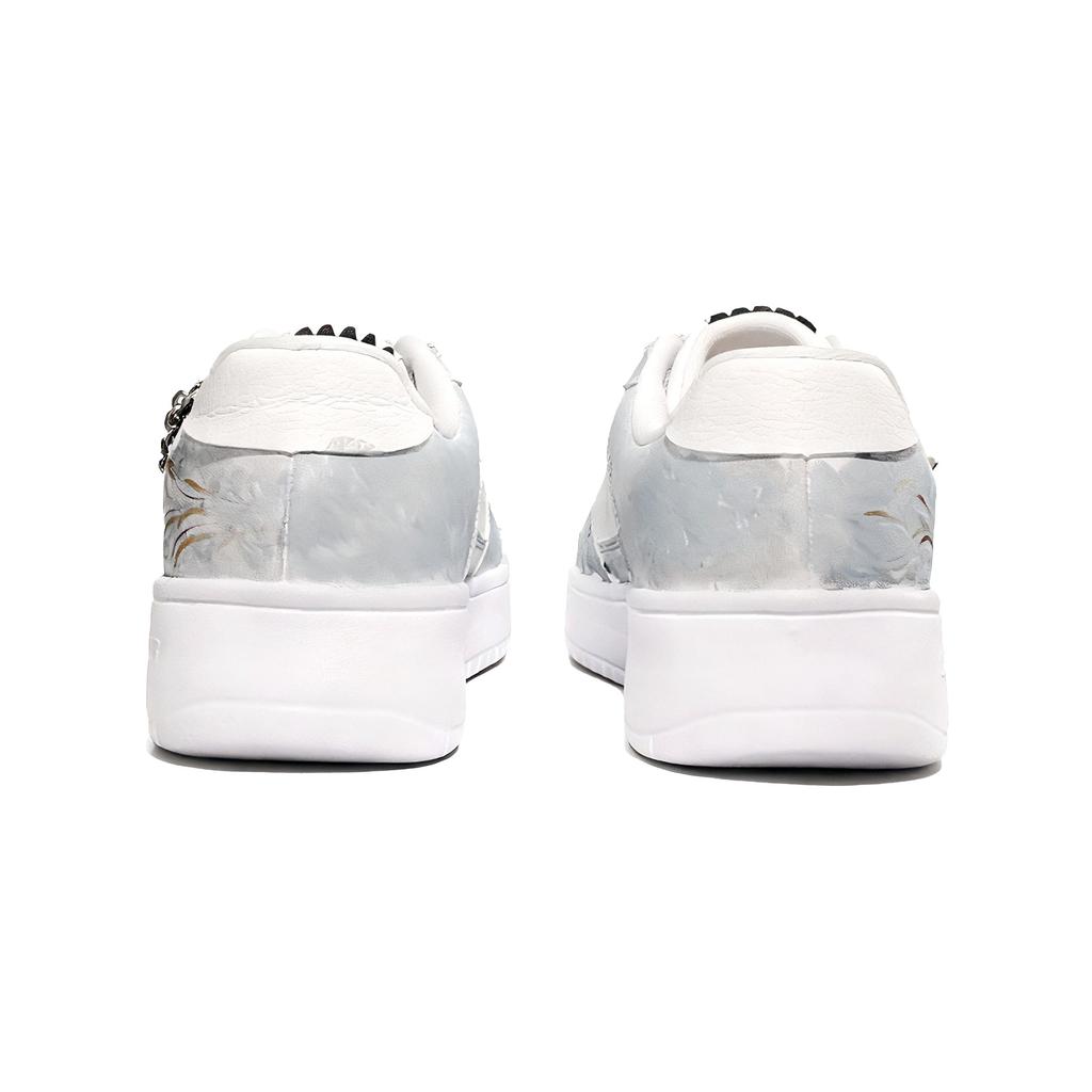 Li Ning Floating Boat Wear Resistant And Lightweight Low Top Skateboard Shoes Unisex White Gray AGCS419-1(Team1114-)