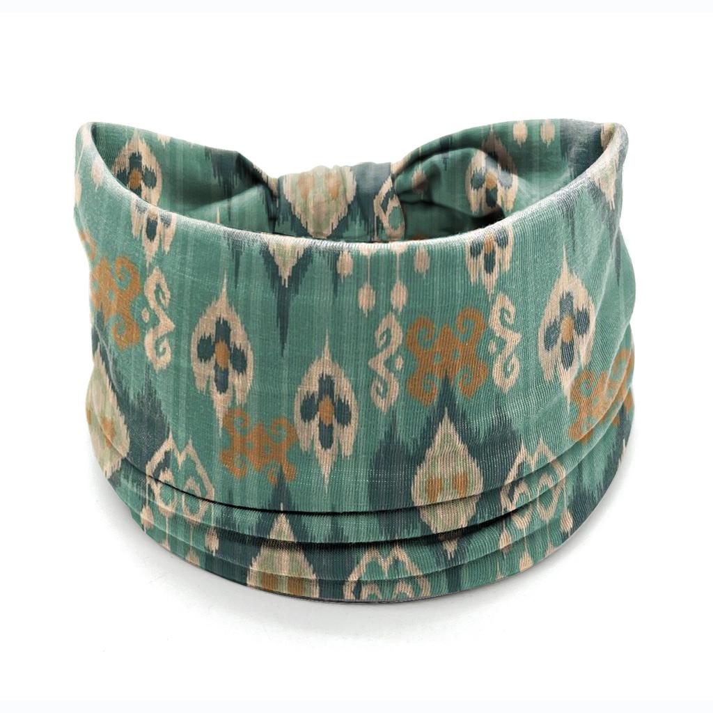 European American Women's Hair Band African Print Pattern Wide Edge Elastic Knot Sports Yoga Headband Women's Headwear Hair