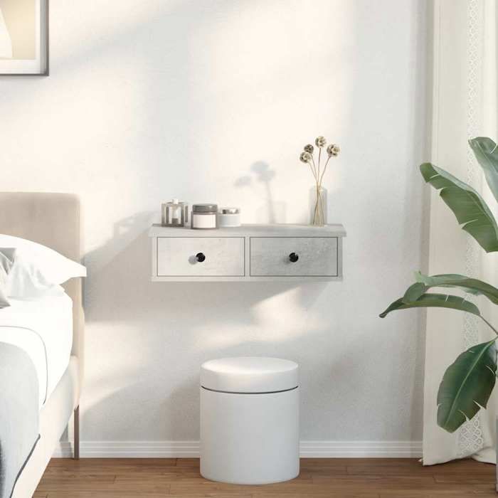 VidaXL Wall Shelf with Drawers Concrete Grey Engineered Wood, Wall Shelf with Cabinet, Wall Storage Unit, 859944