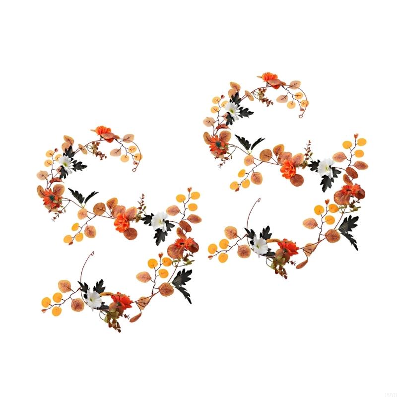 Fall Decorative Vine with Artificial Flower and Realistic Leaves for Harvest Festival Backdrops Mantels and Tabletop