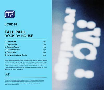 CD TALL PAUL - Rock Da House VCRD18,72438941 VC Recordings 1997 UK Dance & Electronica Used