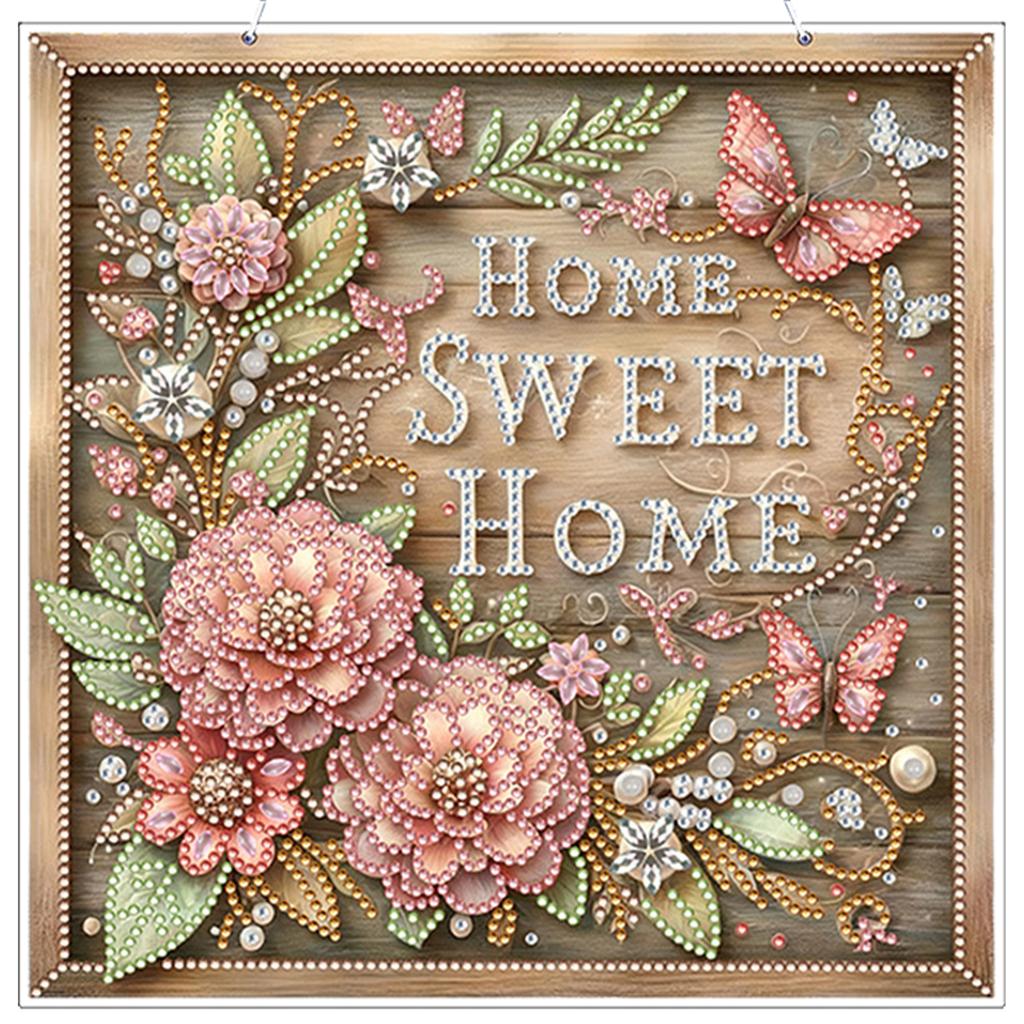 Flower 2D Flat DIY Hanging Gem Art Paintings Charm Acrylic Crystal Painting Crafts Kit for Adults Gift Home Wall Or Window Decor