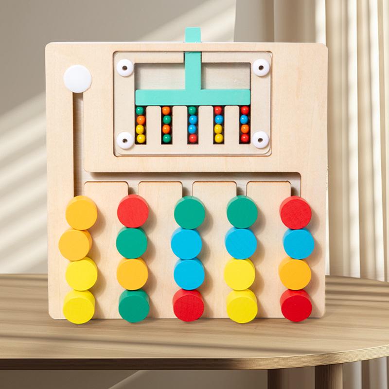 Double-Sided Montessori Wooden Ball Game for Early Logical Thinking and Color Recognition