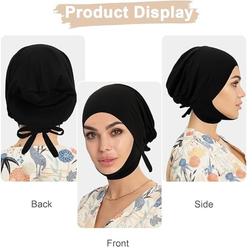 1PC Hijab Undercap for Women,Islamic Muslim Full Cover Face Veil Silk Fabric Turban Cap Underscarf Ramadan Accessory Daily Wear