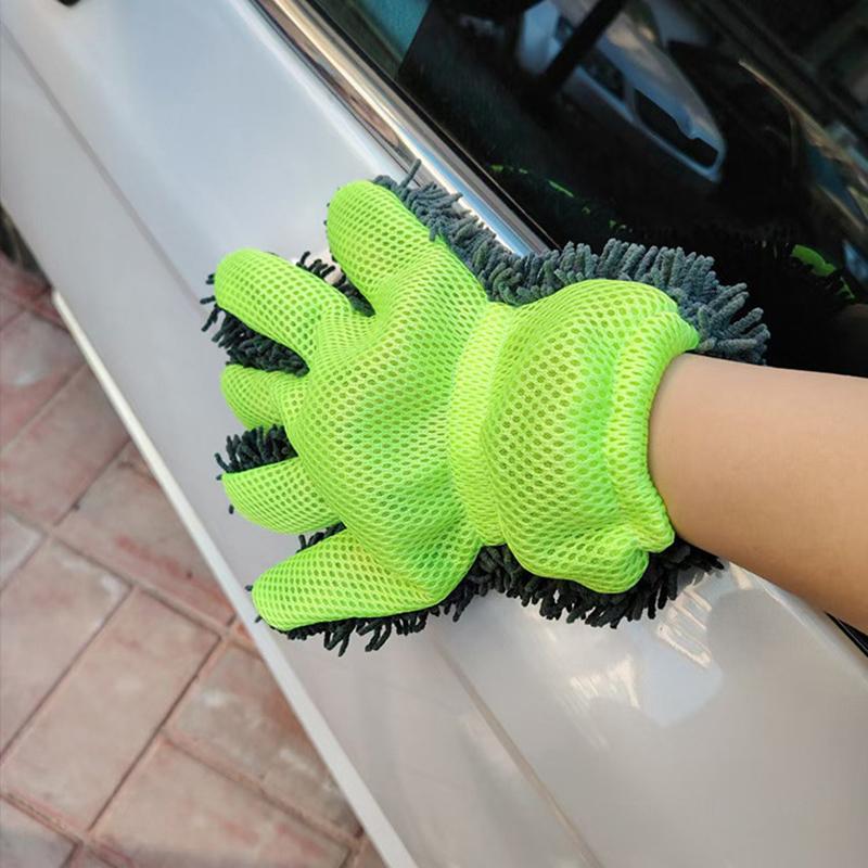1/2Pcs Car Wash Gloves Microfiber Wipe Car Sponge Scratch Free Car Wash Cleaning Coral Velvet Double-Sided Cleaning Tool