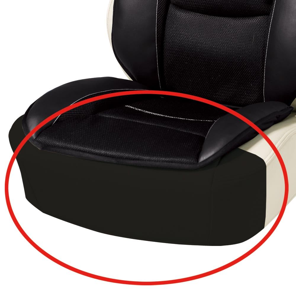 BONFORM Sport Leather Seat Cushion for with Light/Standard Cars, Double, Skirt-Shaped Stopper, 50x104x2-6cm, Black, 5346-07BK