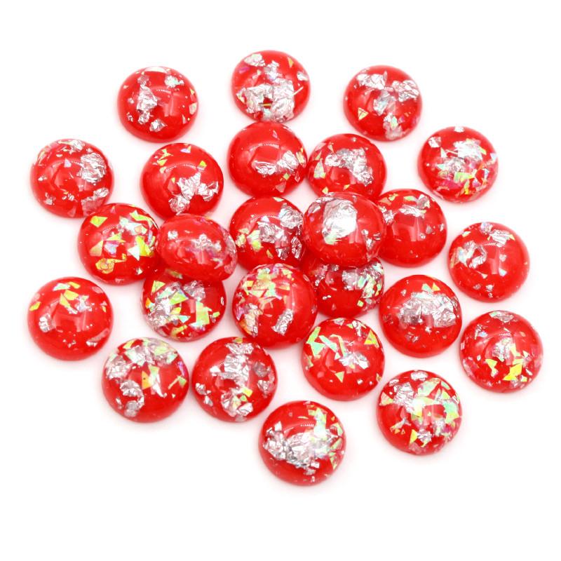 40 Stück 8mm 10mm 12mm Runde Eingebettete Metallfolie Flache Rückseite Harz Cabochons Kuppel DIY Ohrringe Schmuckherstellung Zubehör Fundstücke