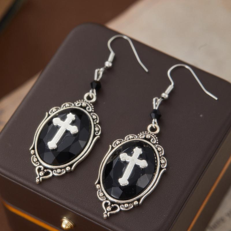 Vampire Cameo Earrings, Gothic Jewelry, Blood Drops, Pagan, Voodoo Accessories, Punk, Victorian, Demon, Goth Ear Hooks For Women