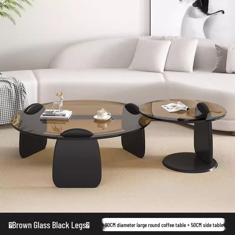Nordic Minimalist Round Tempered Glass Coffee Table for Living Room - Elegant Light Luxury Italian Style for Small Apartments