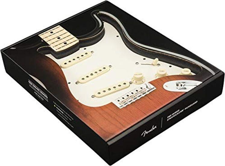 Fender Guitar Parts Strat Vintage Noiseless Parchment 11 Hole PG Pre-Wired Pickguard, SSS,