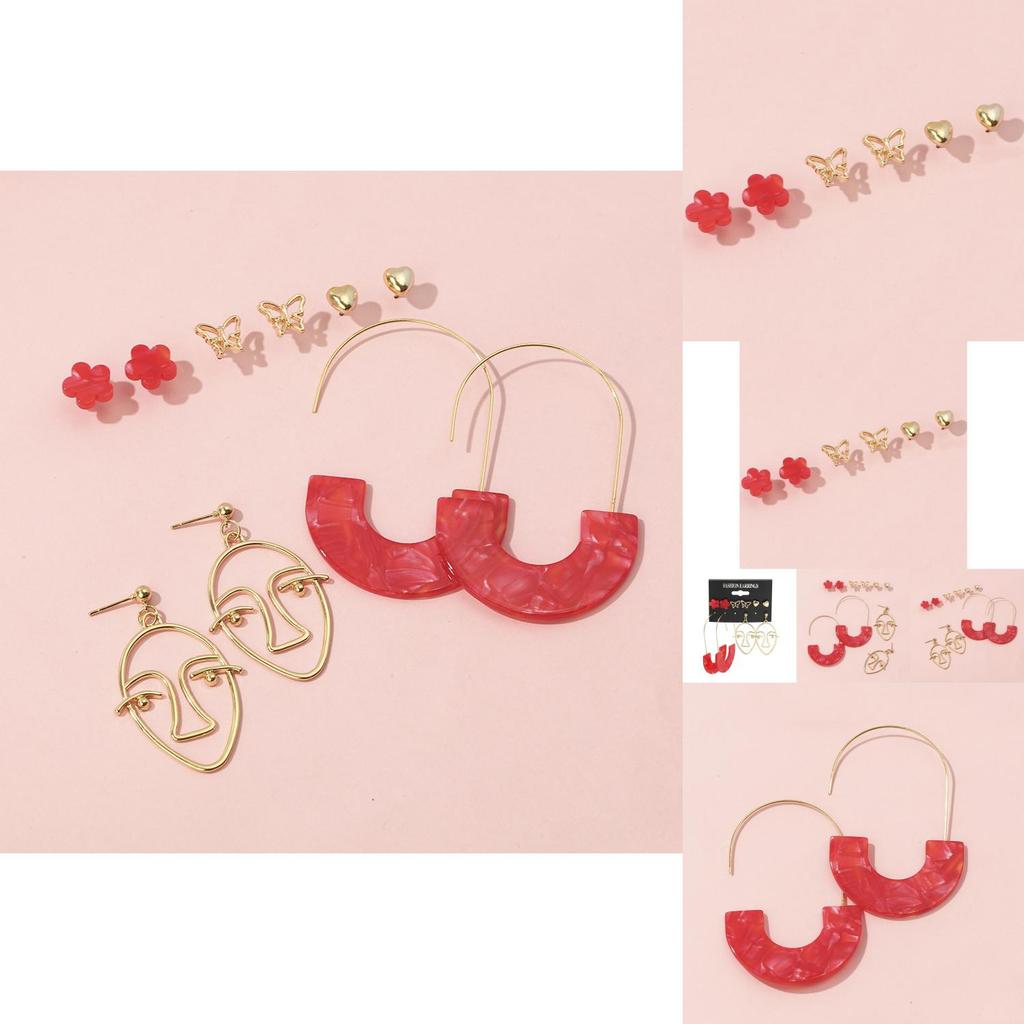 Stylish Alloy Cartoon Character Earrings Multiple Pairs On Card Perfect Gifts