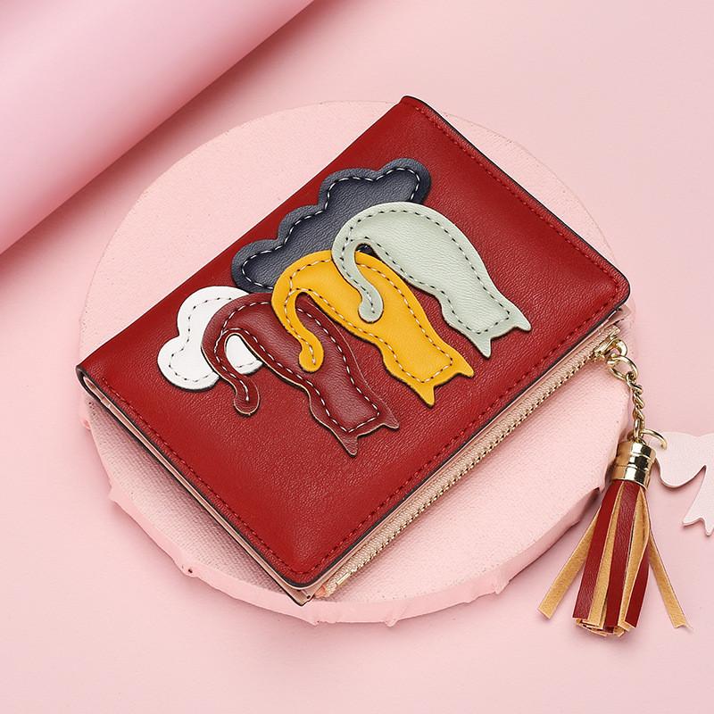 IELGY Ladies Wallet Wallet Multi-Card Slot Korean Version Solid Color Short Style