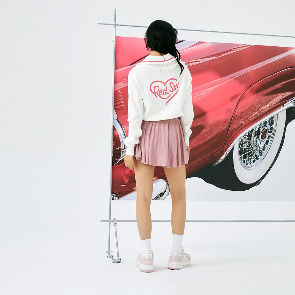 New MLB Boston Red Sox Heart Collection Knitwear Women's Cream 3FKPH0144-43CRS