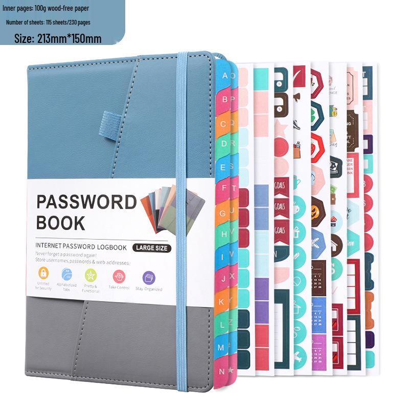 A5 Password-Protected Notebook for Website & Contact Management
