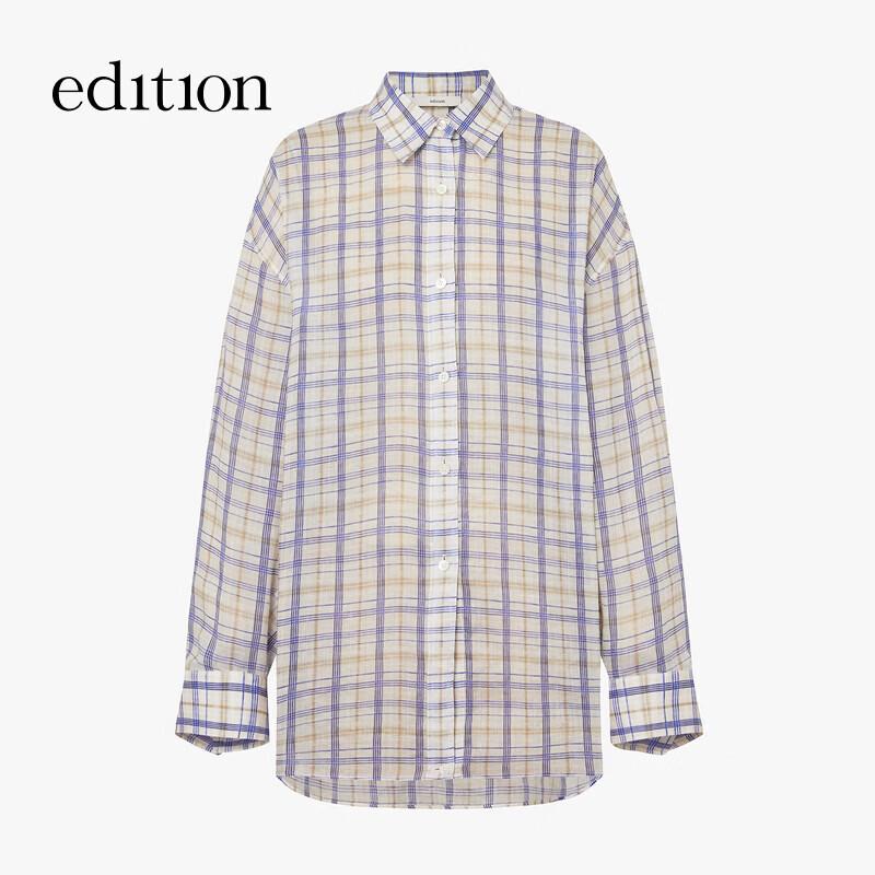 Edition Boho Plaid Ramie Long-Sleeve Shirt