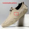 Men's Trendy Genuine Leather Slip-on Casual Shoes - Breathable, Versatile, Lazy Style