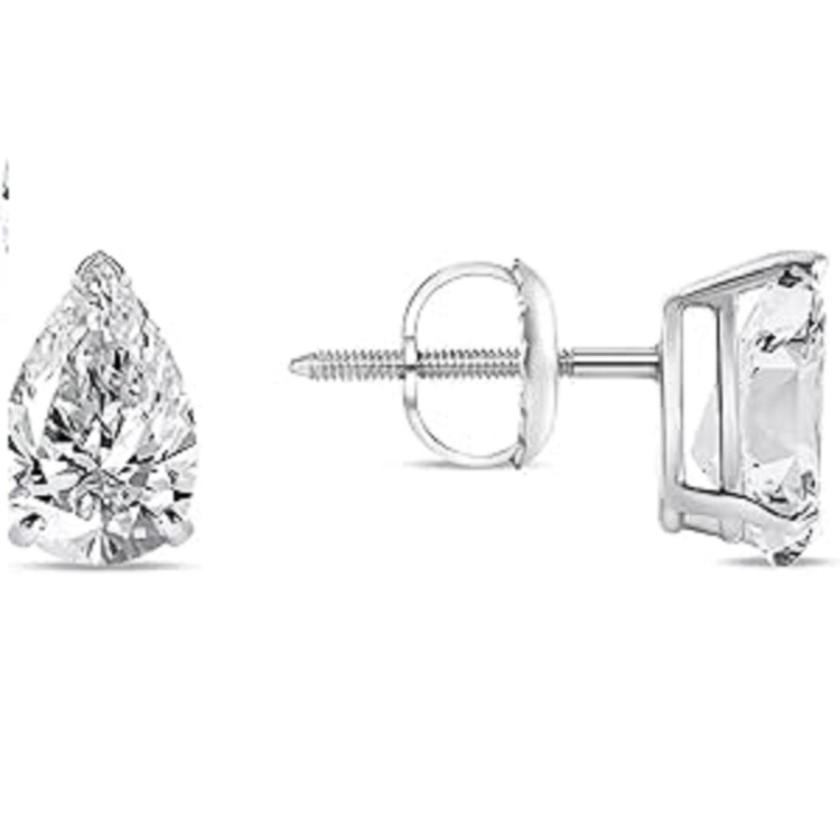 

Серьги-пусеты с муассанитом огранки «груша» 1,25 карата, 14-каратное белое золото, серьги на винтах для женского ношения, красивые дизайнерские украшения 15MM серебряный