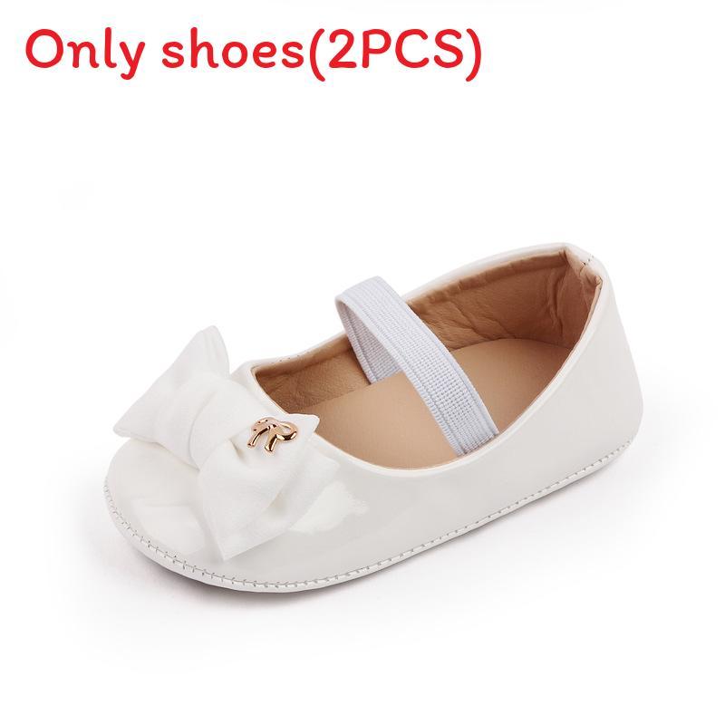 Baby Girl Princess Shoes With Bow Decoration And Solid Color For Toddler Walkers 11cm