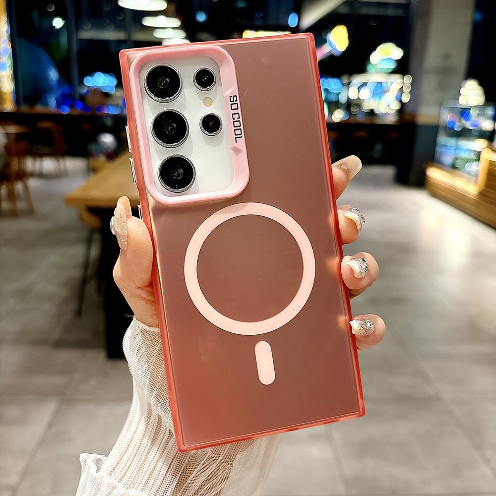 

Матовый цветной серебристый магнитный чехол для телефона iPhone 11 12 13 14 15 16 Samsung S20FE S21 S22 S23 S24 S25 TPU мягкий силиконовый противоударный жесткий чехол iPhone 11 темно-розовый