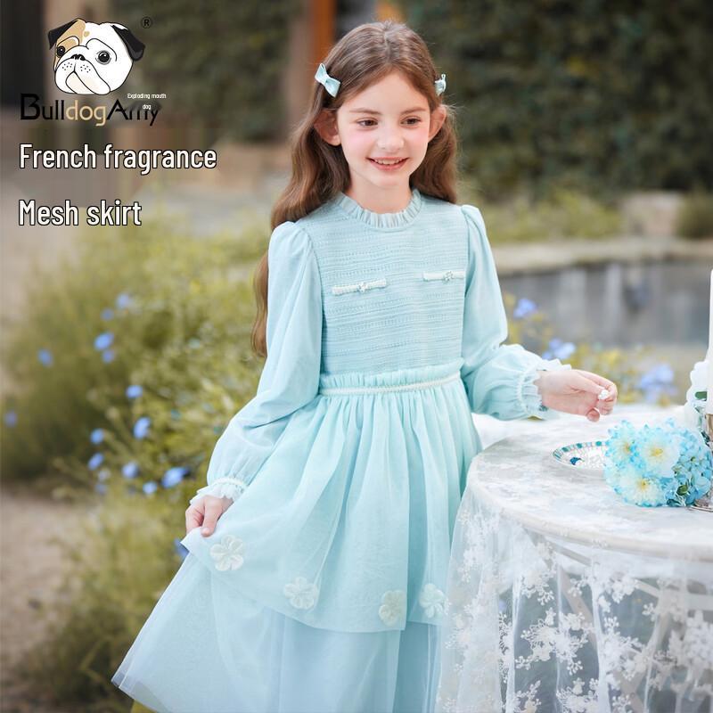 CHANZUIGOU Girl s French Style Puff Sleeve Mesh Dress 170 cm