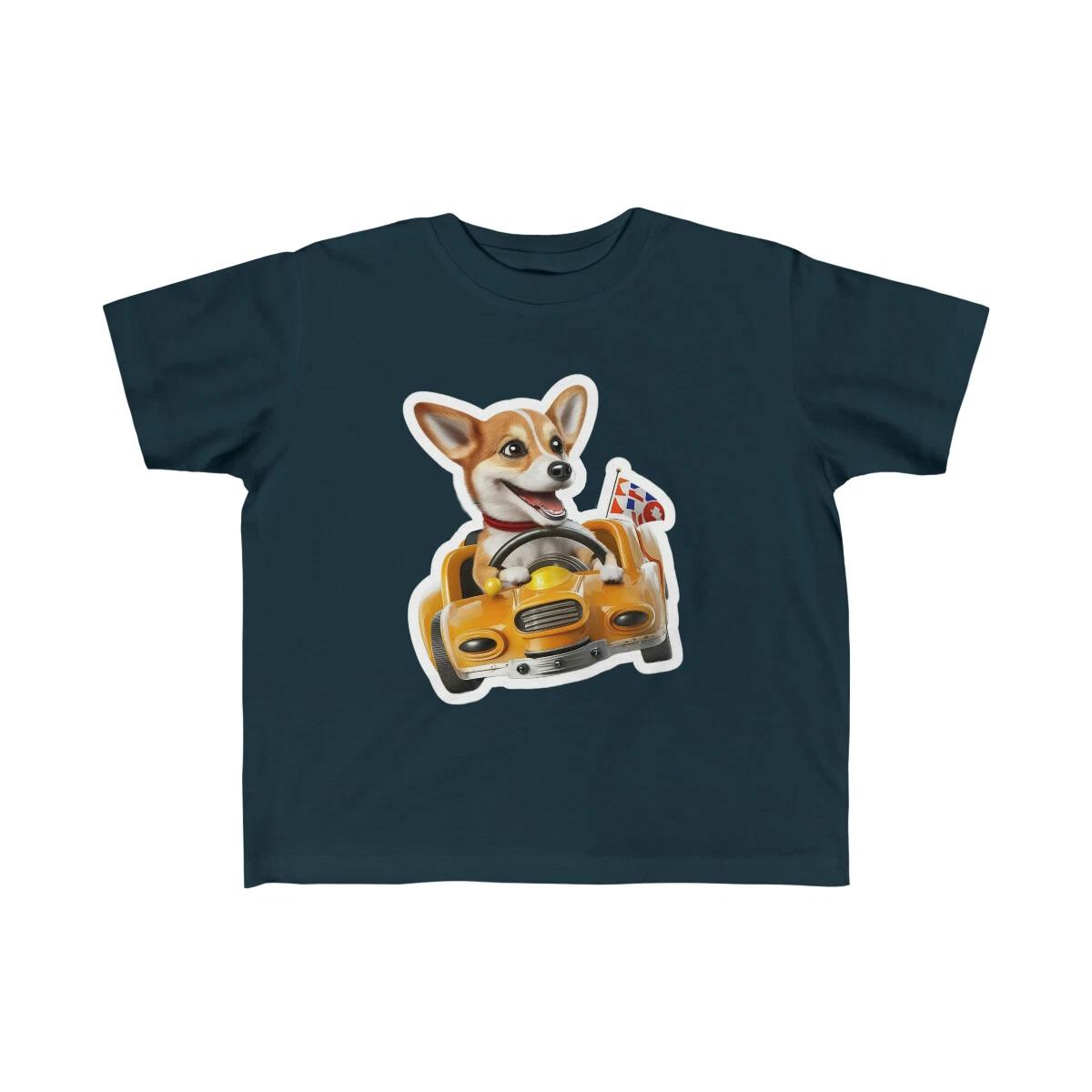 

US Kids 2Y 6Y - dog driving a Nascar race car - cute funny - Toddlers Fine Jerse 3XL