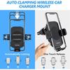 Universal Car Phone Holder With 15W Fast Wireless Charging Dashboard Vent Mount Auto-Sensing Clamp ABSMetal Slim Design