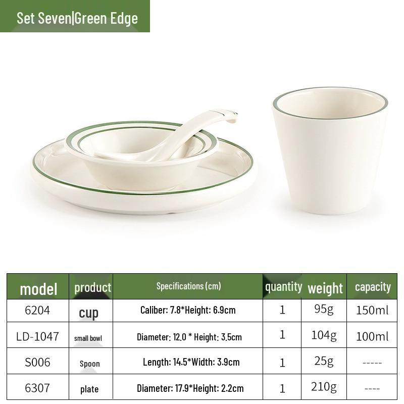 Melamine Four-Piece Table Set: Imitation Porcelain Plastic Bowls & Plates for Restaurants and Hotels