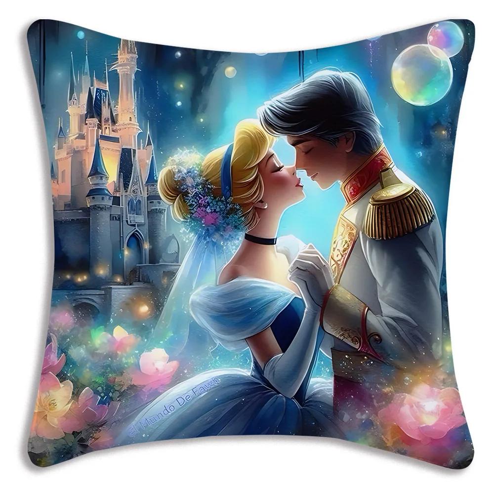 Cartoon Kawaii Cinderella Pillow Covers Cartoon Sofa Decorative Home  Printing  Cute Cushion Cover 40cmx40cm