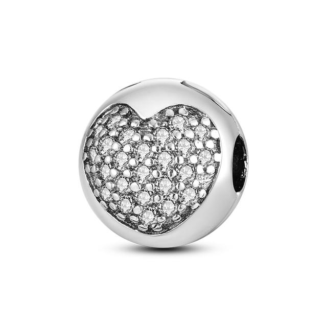 925 Silver Colorful Round Inlaid Zircon Charms Beads Pendant Fit Bracelet 925 Silver Jewelry Gift