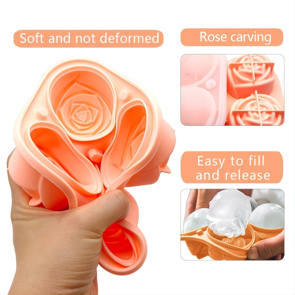1PC Elegant Rose Shaped Ice Cube Mold Reusable Food Grade Silicone IceTray Ice Ball Mold for Effortless Dessert Summer Drinks