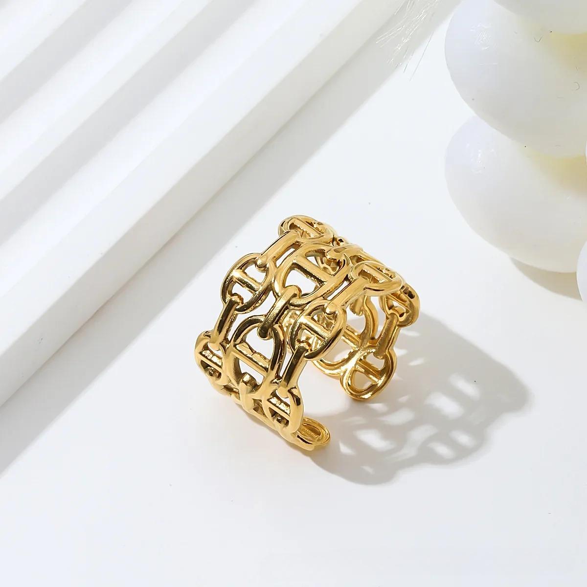 

Преувеличенное и модное женское кольцо с открытым концом, регулируемое и не меняющее цвет, трендовый предмет в ювелирных изделиях для рук золотой