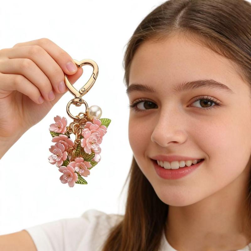 Portachiavi a forma di cuore pieni di fiori, alla moda e creativi, Decorazioni per borse, Portachiavi da appendere ai bagagli