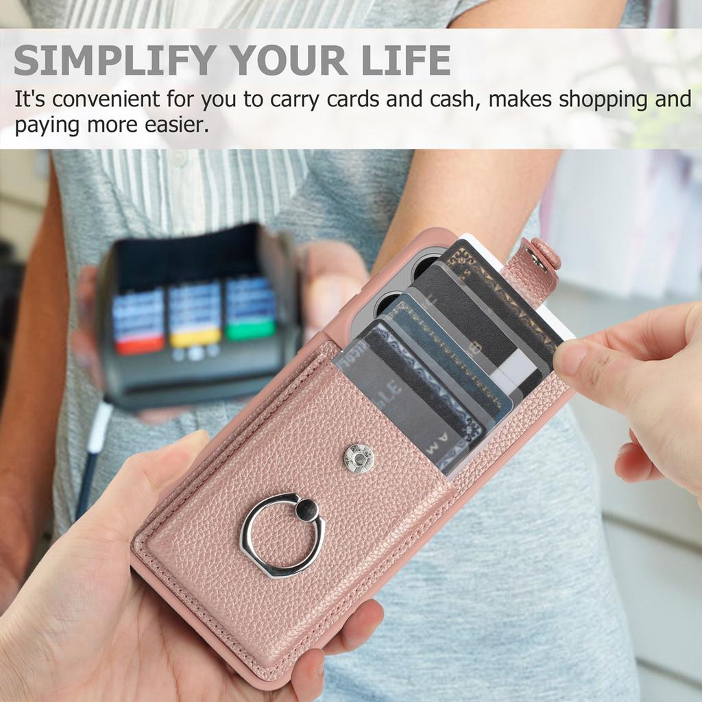 For Samsung Galaxy S25 Edge Case with Ring Kickstand Drawing Type Card Slots Leather Back Cover