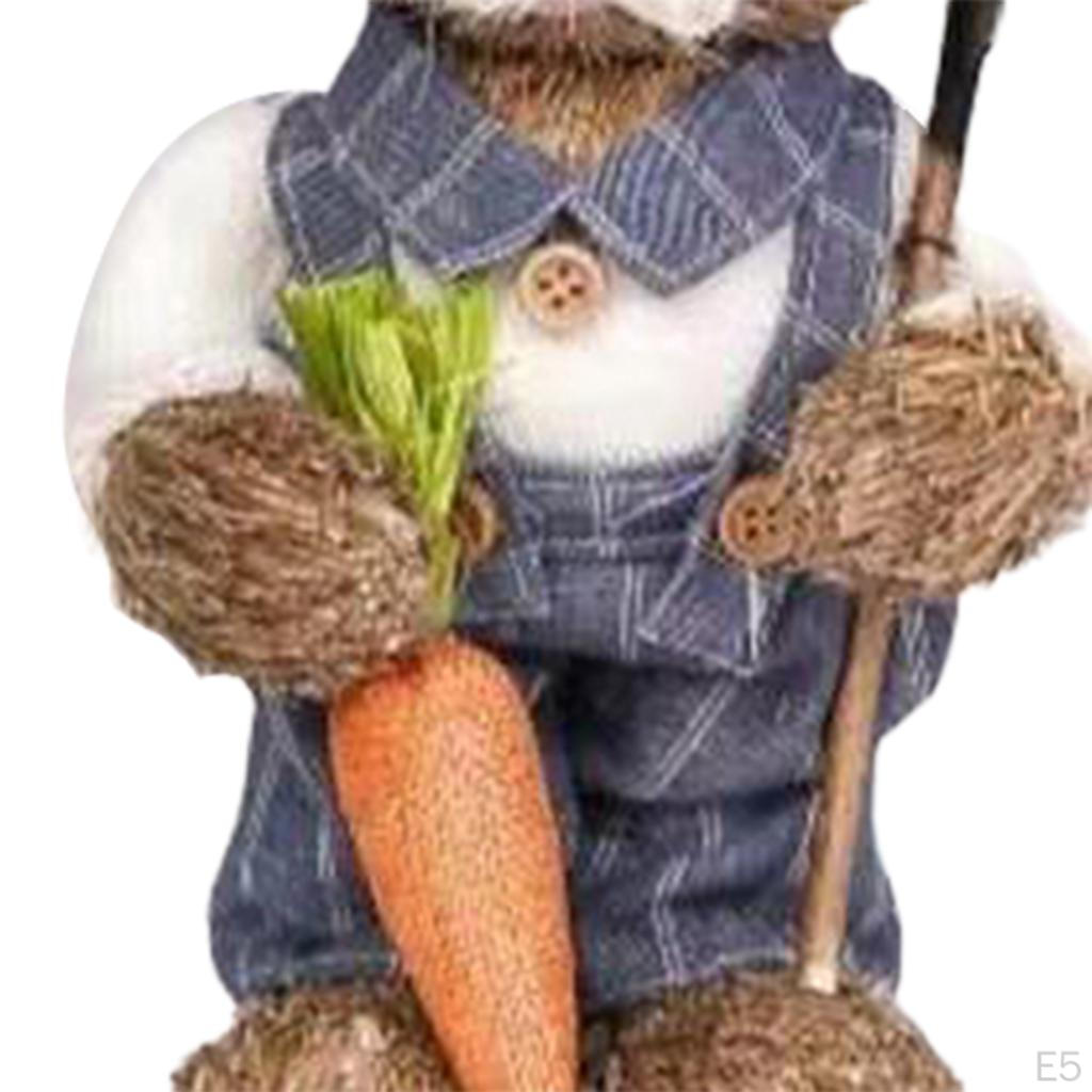 Söt Straw med morot Påsk Samlarobjekt Bonde Stående Kanin Staty Vävda Hantverk med Morötter för