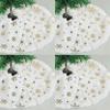 38cm White Christmas Tree Skirt Snowflakes Plush Carpet Xmas Floor Mat Ornaments Wedding Birthday New Year Christmas Decoration