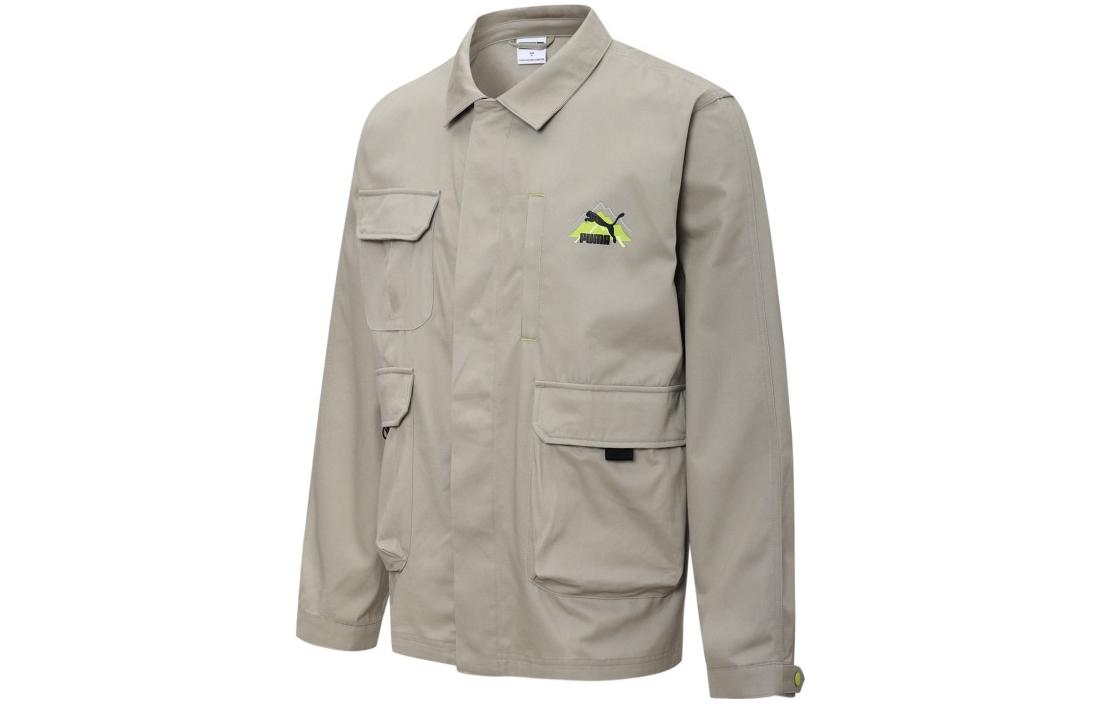 PUMA Jackets Men s Gray Lapel Moderate Workwear 537423-68 S