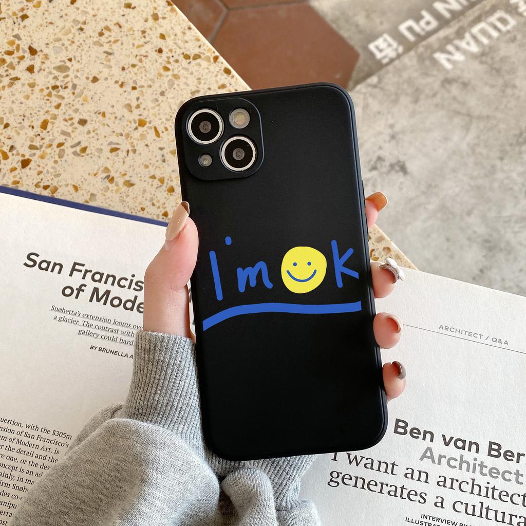 Funny Simple Smile Face Couple Case For iPhone 14 13 Pro XS MAX XR X SE2020 7 11 12 8Plus Black White Soft Silicone Phone Cover